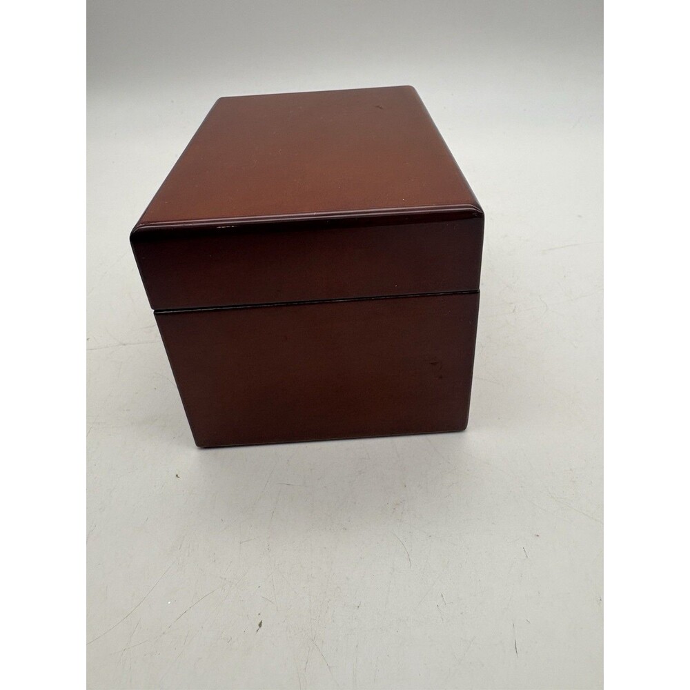 Wooden Watch Display Box Hinged Case Brown w/ Lined Interior 3” X 5”
